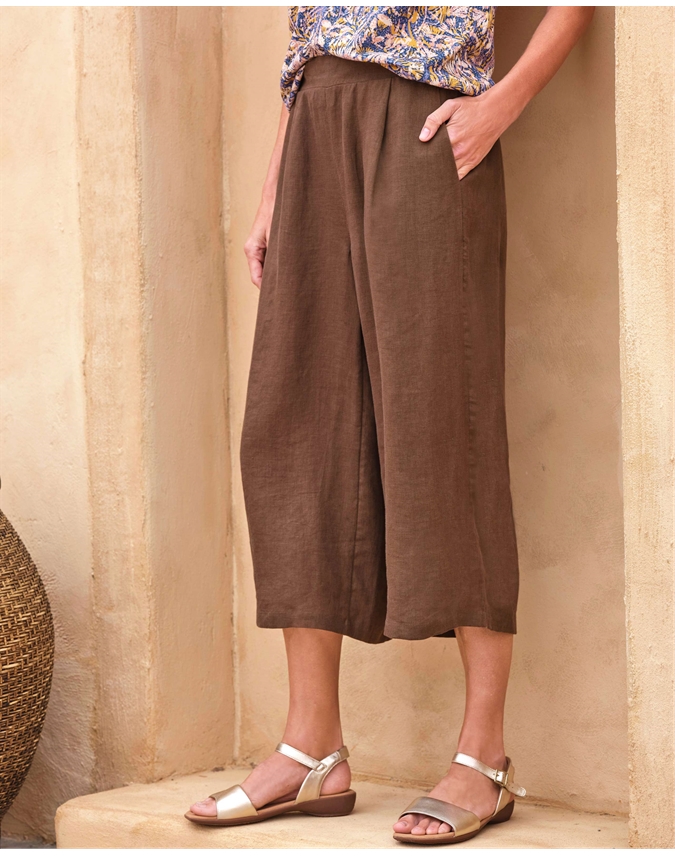 Elastic Back Linen Culottes