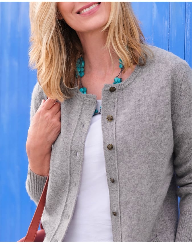 Lambswool Ladies Crew Neck Cardigan