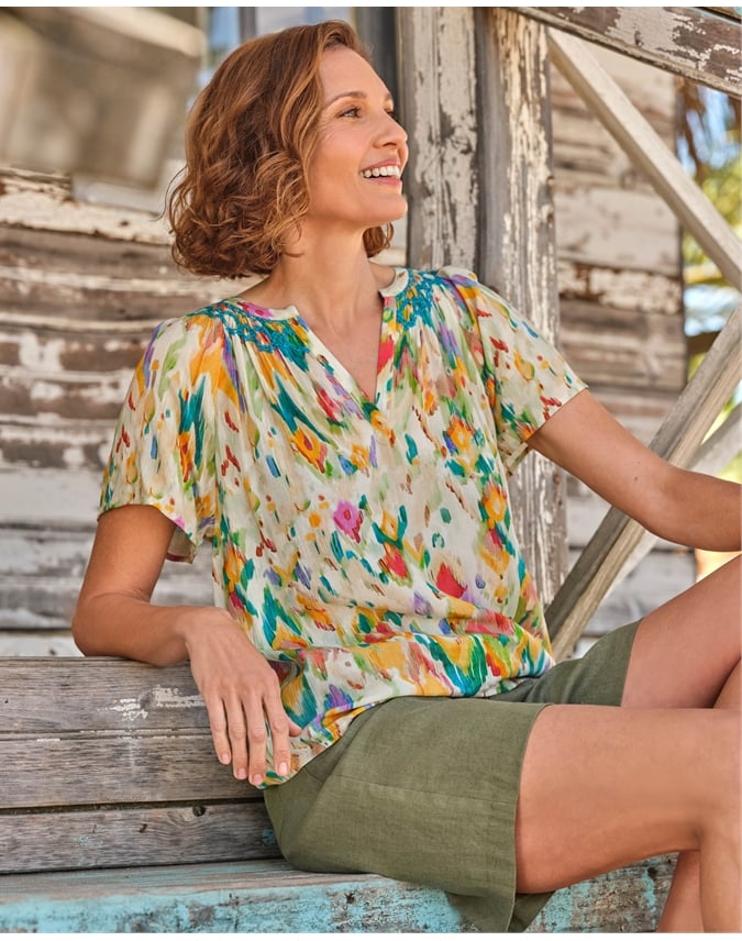 Angel Sleeve Crinkle Blouse