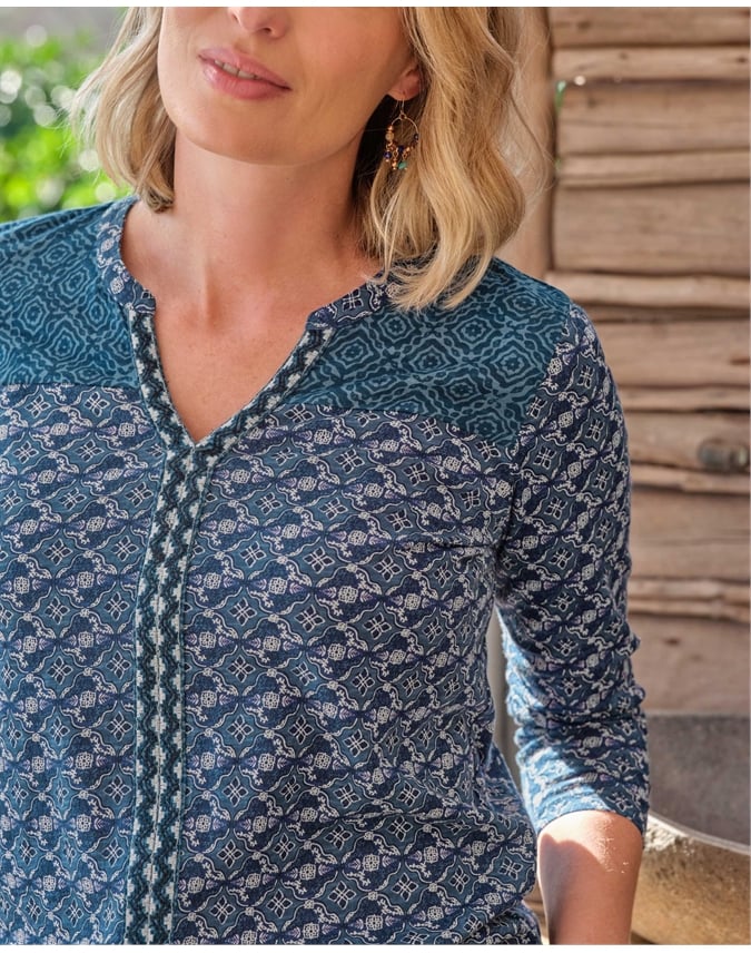 Notch Neck Mix Match Top