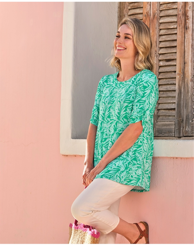 Gathered Sleeve Swing Top