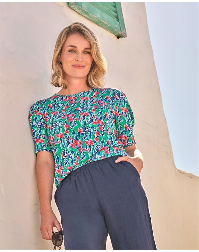 Pleat Detail Sleeve Top