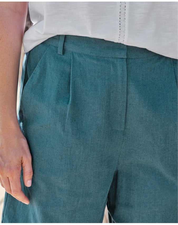 Flat Front Linen Shorts