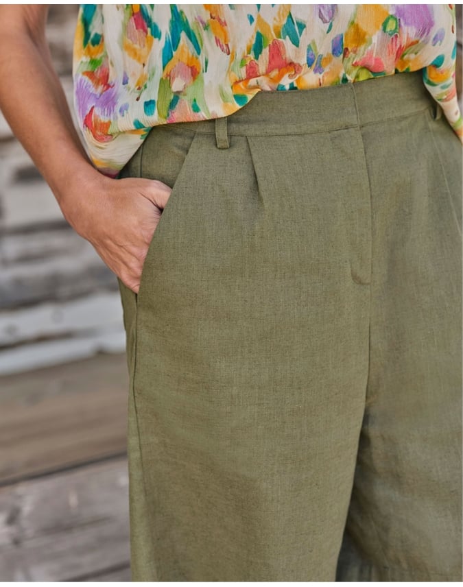 Flat Front Linen Shorts