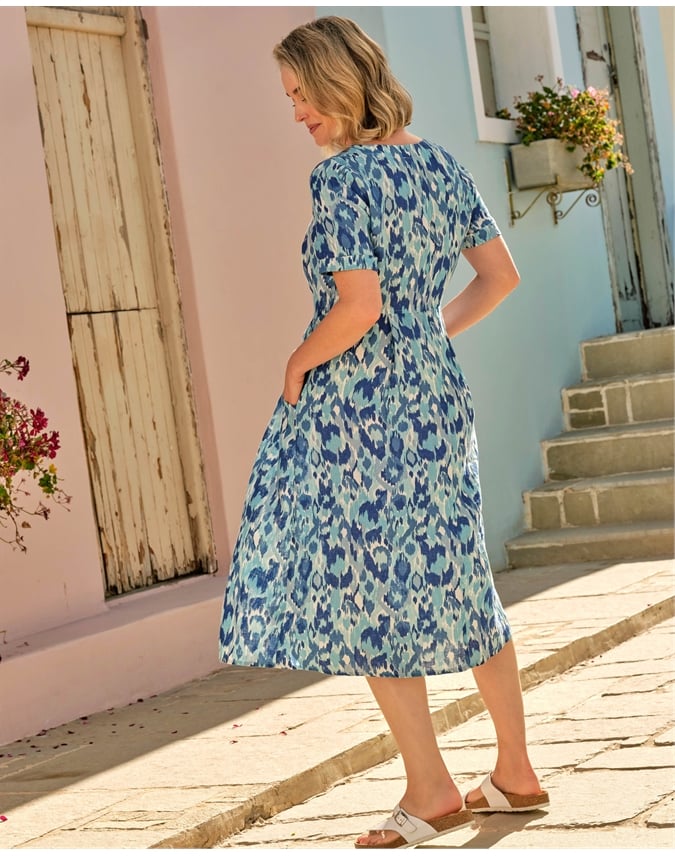 Button Through Linen Dress
