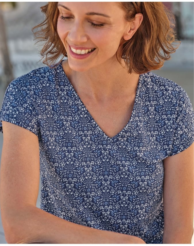 V Neck Printed Tshirt