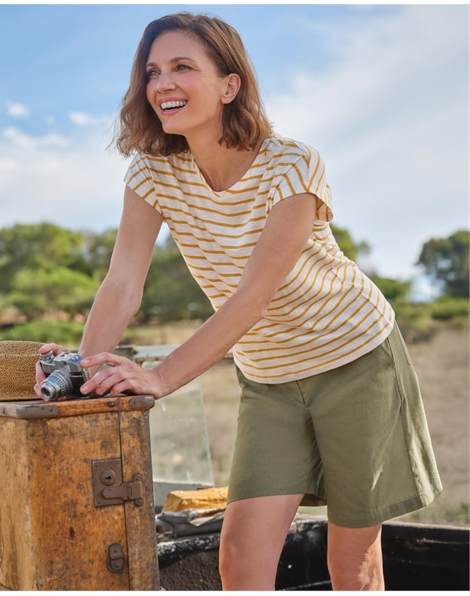 Short Sleeve Boat Neck Top