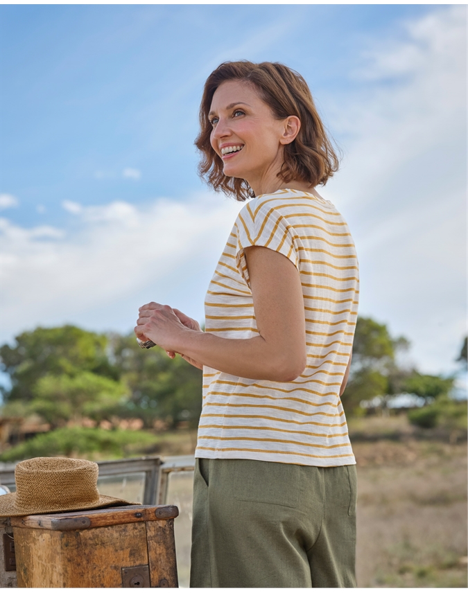 Short Sleeve Boat Neck Top