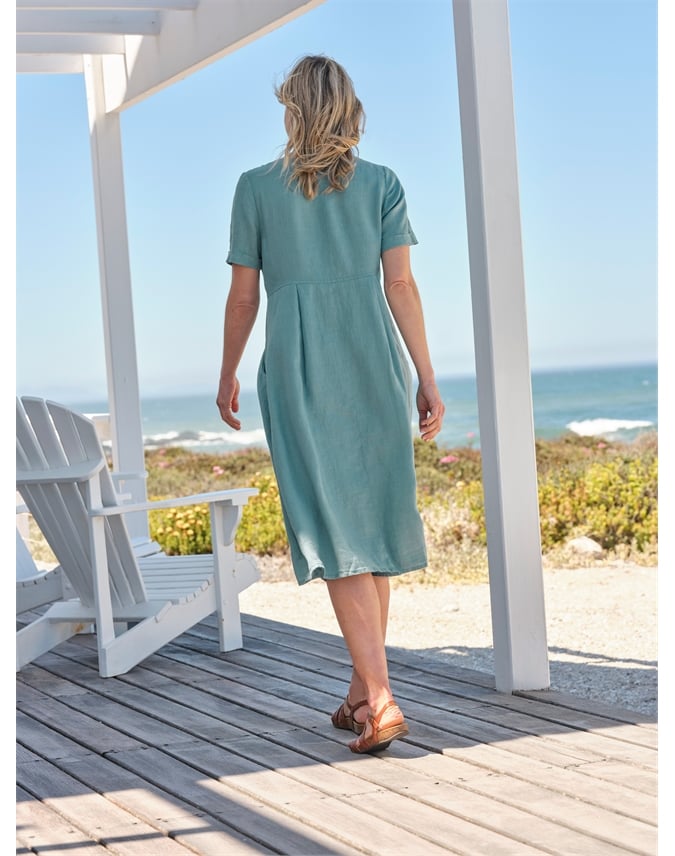 Button Through Linen Dress