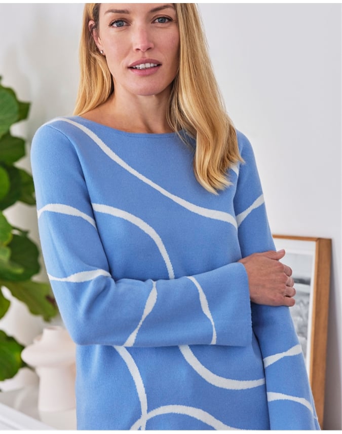 Wool Cotton Ribbon Wave Sweater