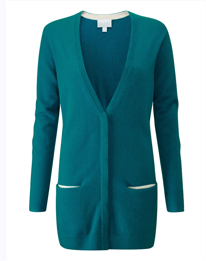 Teal Cashmere Boyfriend Cardigan Pure Collection