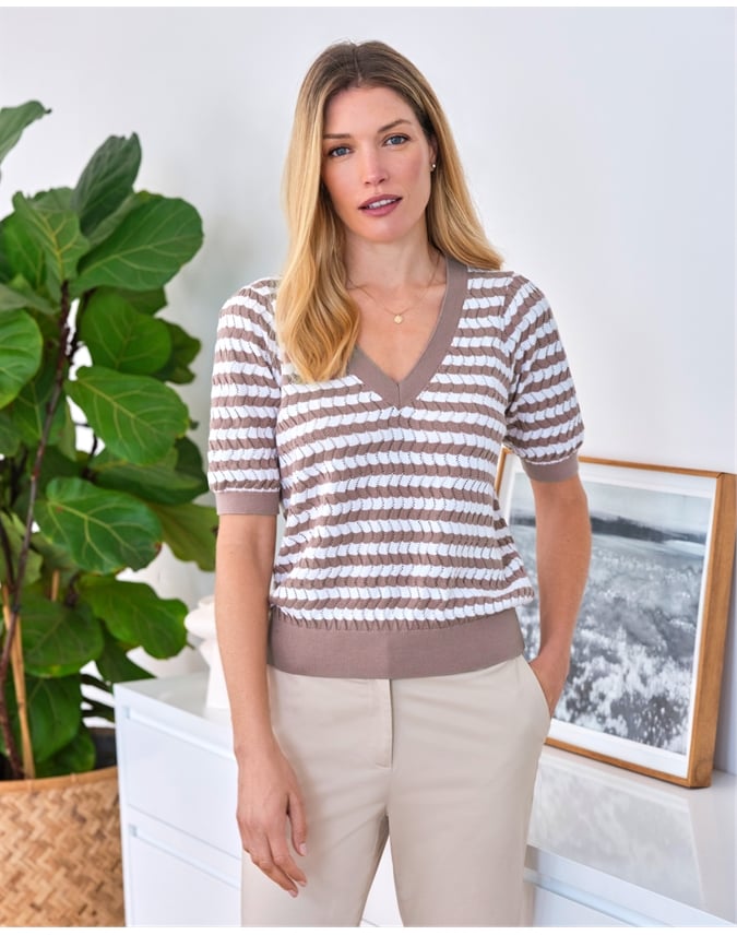 Cotton Linen Lacy Stitch Top