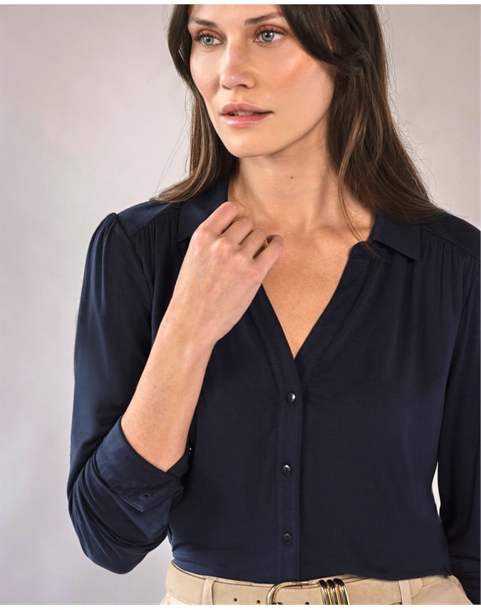 Viscose Jersey V Neck Shirt