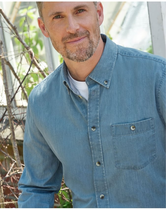 Chambray Cotton Long Sleeve Shirt