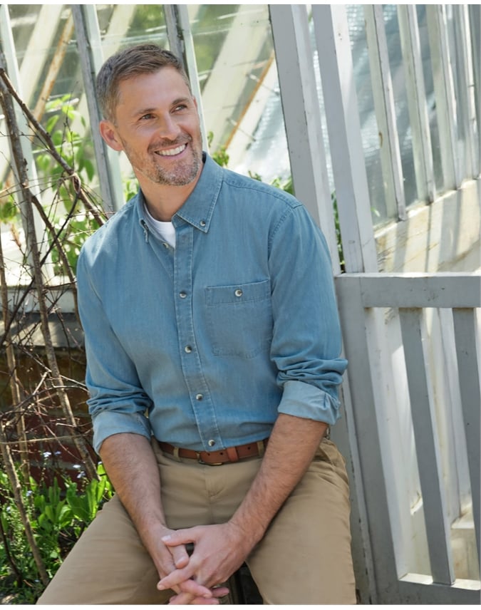 Chambray Cotton Long Sleeve Shirt