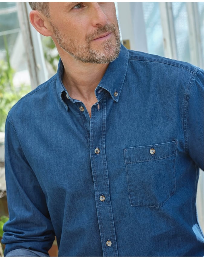Chambray Cotton Long Sleeve Shirt