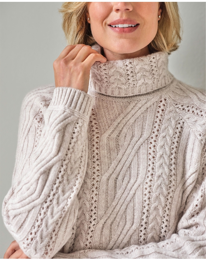Luxe Cable Roll Neck Sweater