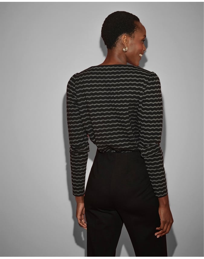 Silver Stripe Jaquard Top