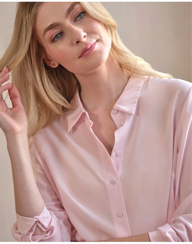 Pale Pink Pure Washed Silk Shirt Pure Collection