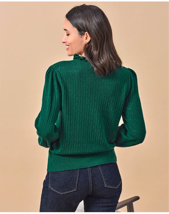 Lacy Frill Collar Viscose Blend Sweater