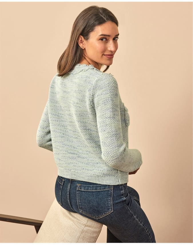 Wool Blend Tweedy Fringe Jacket