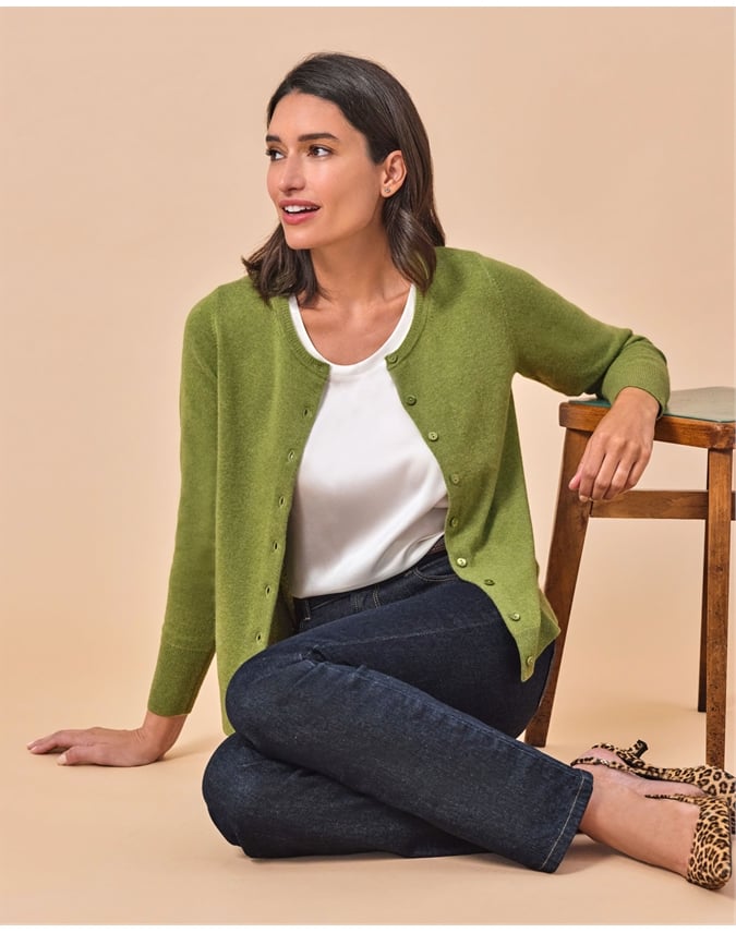 Cashmere Crew Neck Cardigan