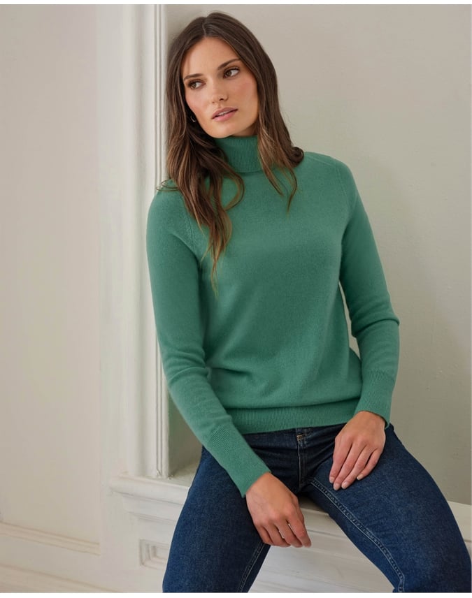 Womens Cashmere Polo Neck Sweater