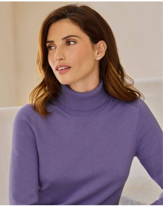 Womens Cashmere Turtle Neck Sweater