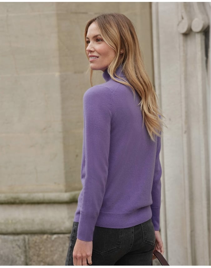 Womens Cashmere Polo Neck Sweater