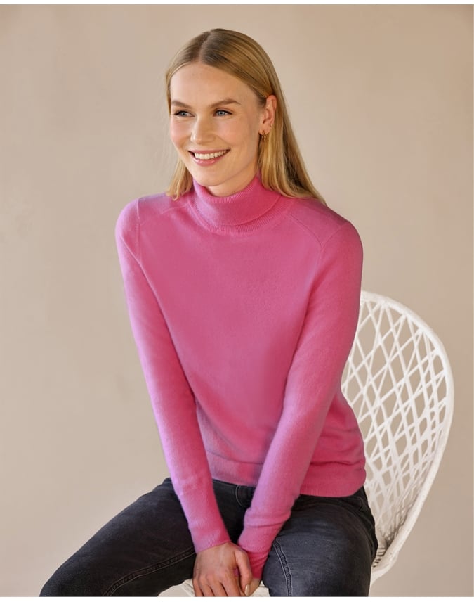 Womens Cashmere Polo Neck Sweater