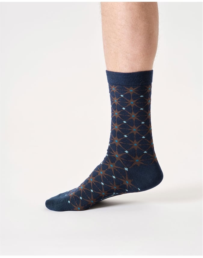 Mens Geo Star Bamboo Crew Socks