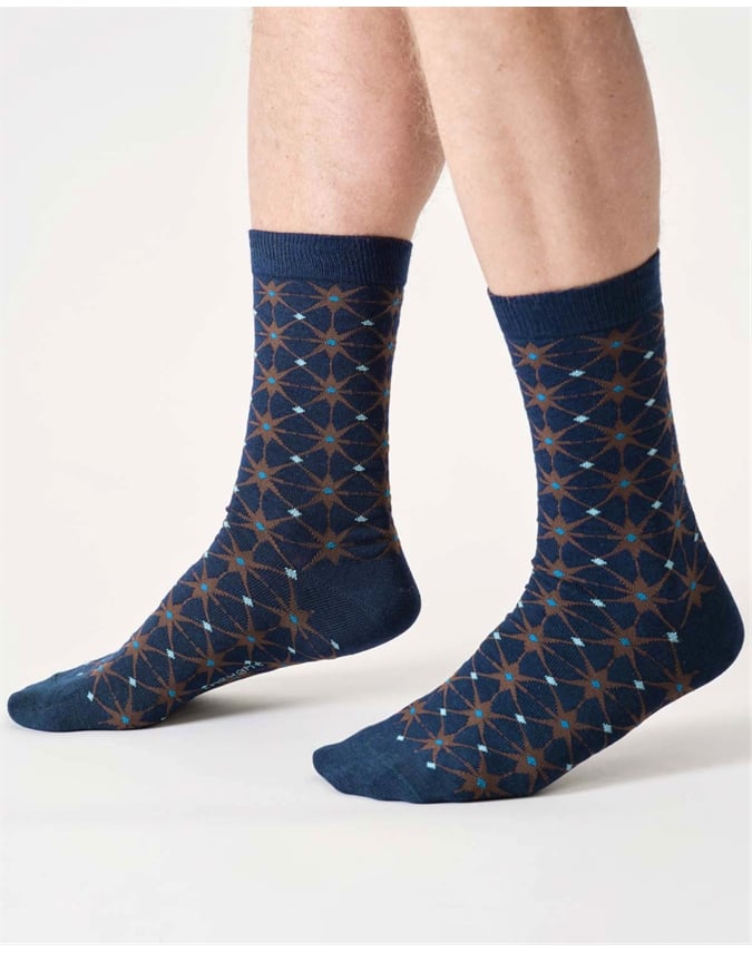 Mens Geo Star Bamboo Crew Socks