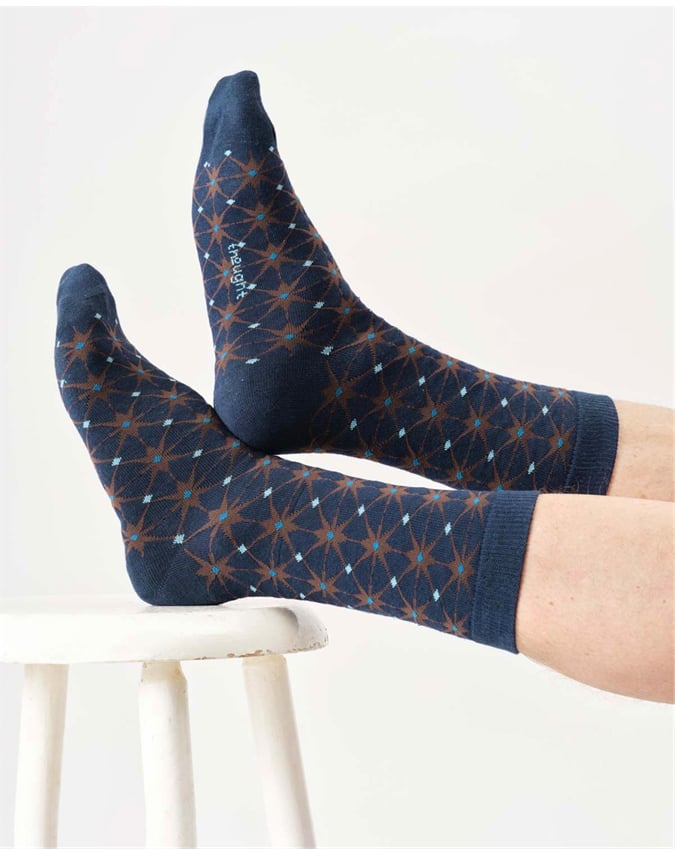 Mens Geo Star Bamboo Crew Socks