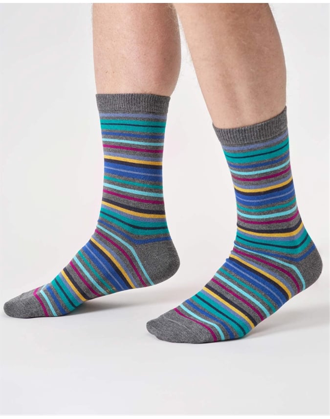 Mens Stripe Organic Cotton Crew Socks