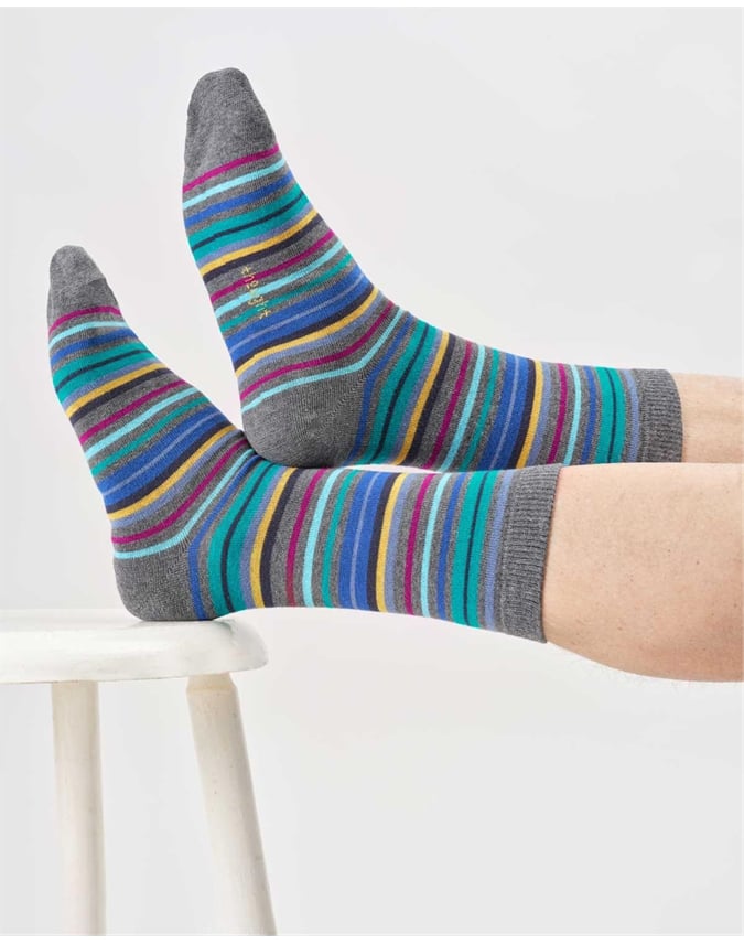 Mens Stripe Organic Cotton Crew Socks