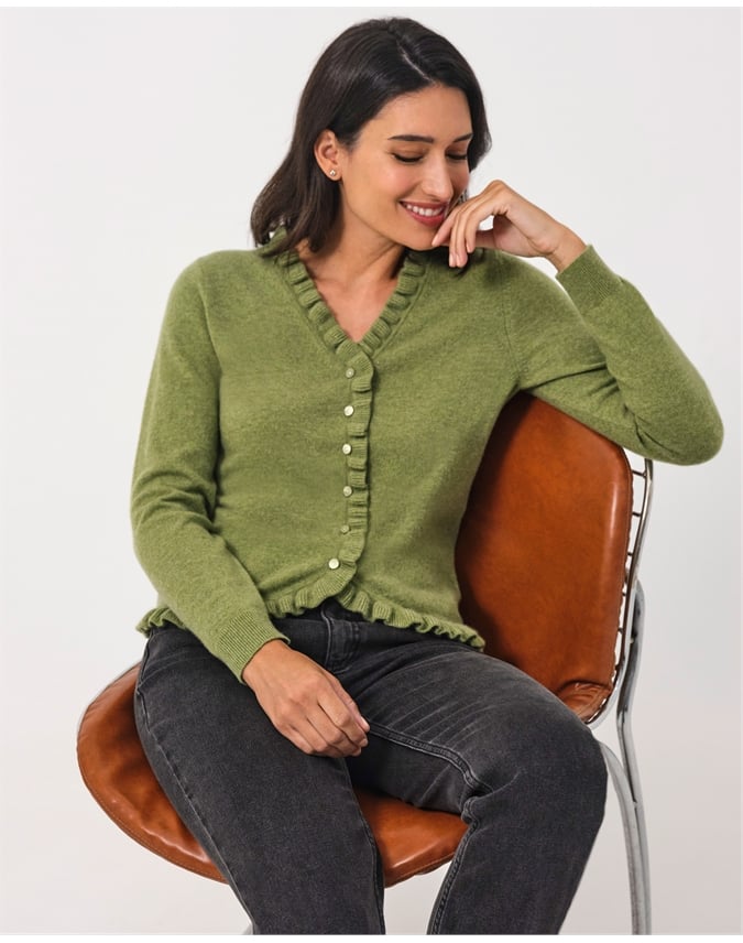 Cashmere Ruffle Cardigan