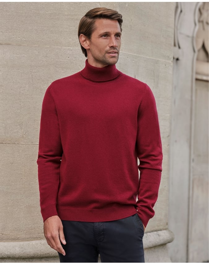 Mens Cashmere Roll Neck Sweater