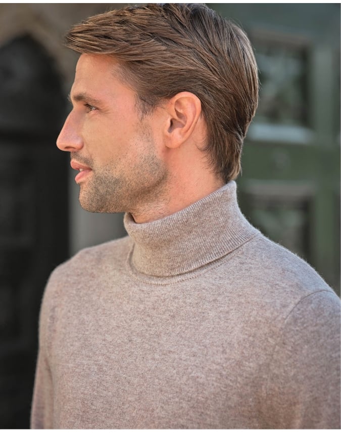 Mens Cashmere Roll Neck Sweater