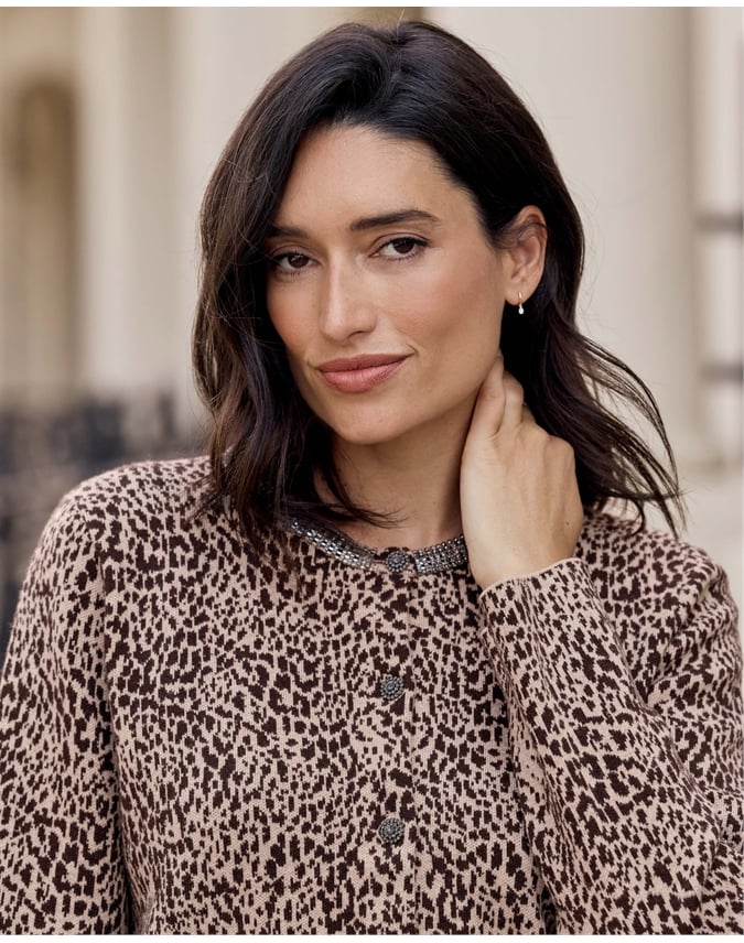Animal Knitted Jacket With Trim