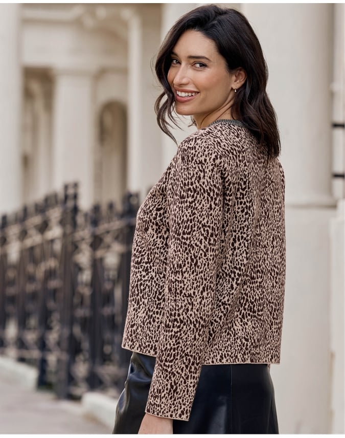 Animal Knitted Jacket With Trim