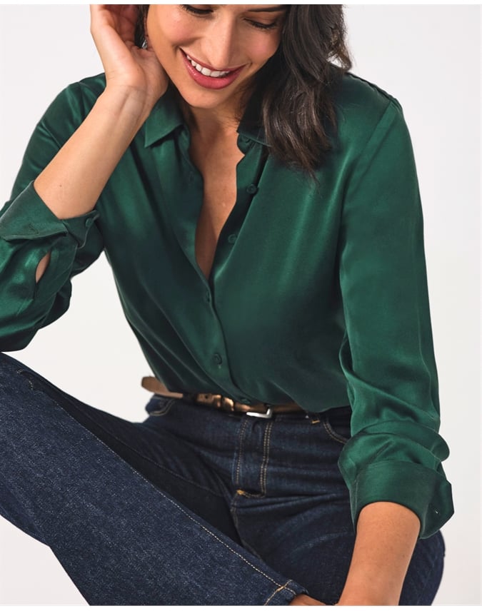 Sand Washed Pure Silk Satin Blouse