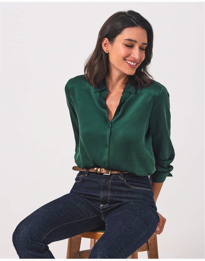 Sand Washed Pure Silk Satin Blouse