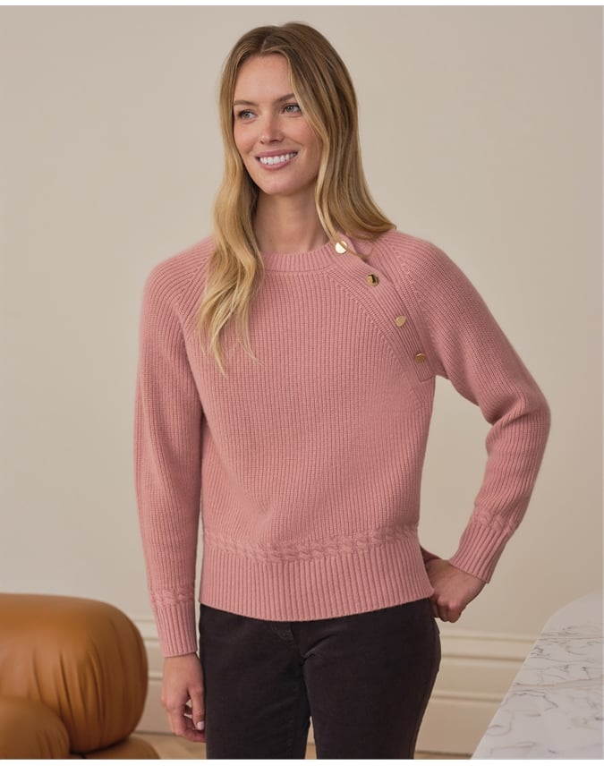 Cashmere Blend Button Sweater