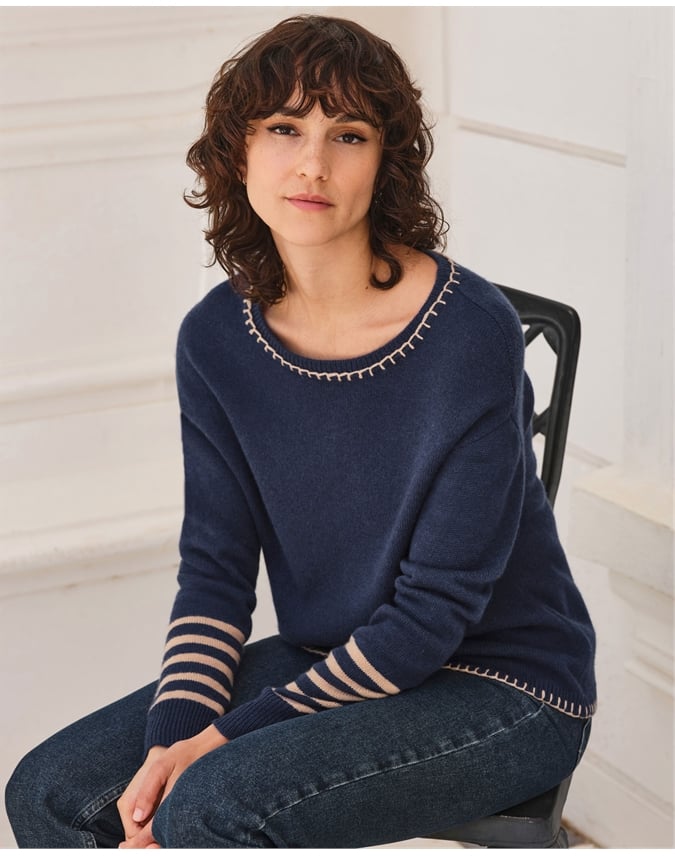 Blanket Stitch Stripe Sweater