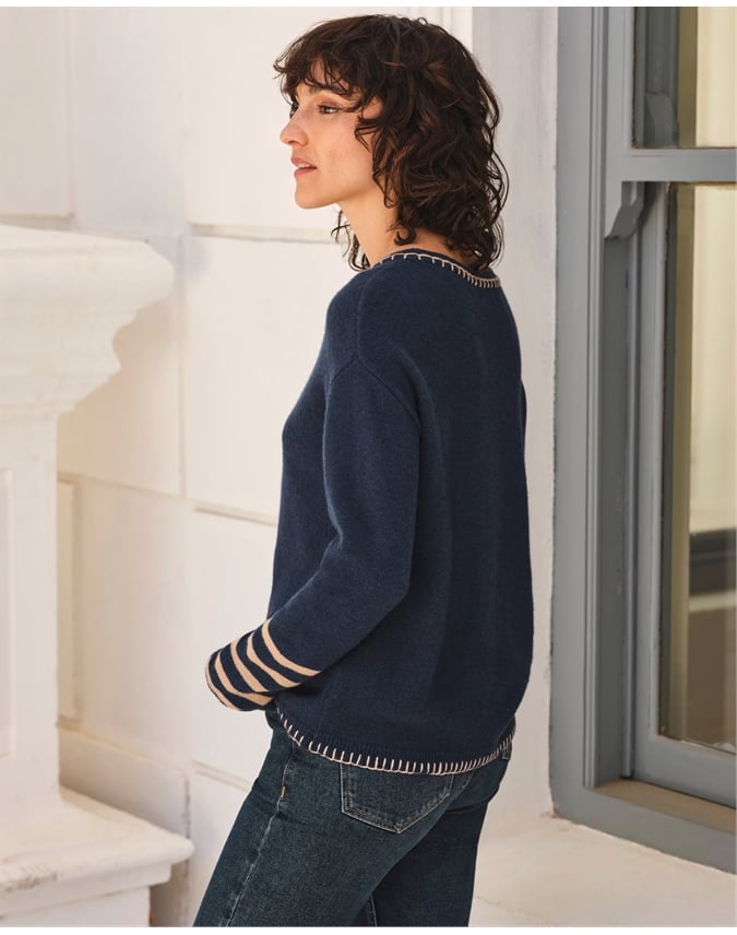 Blanket Stitch Stripe Sweater