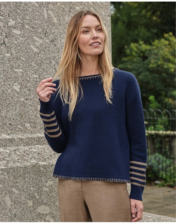 Blanket Stitch Stripe Sweater