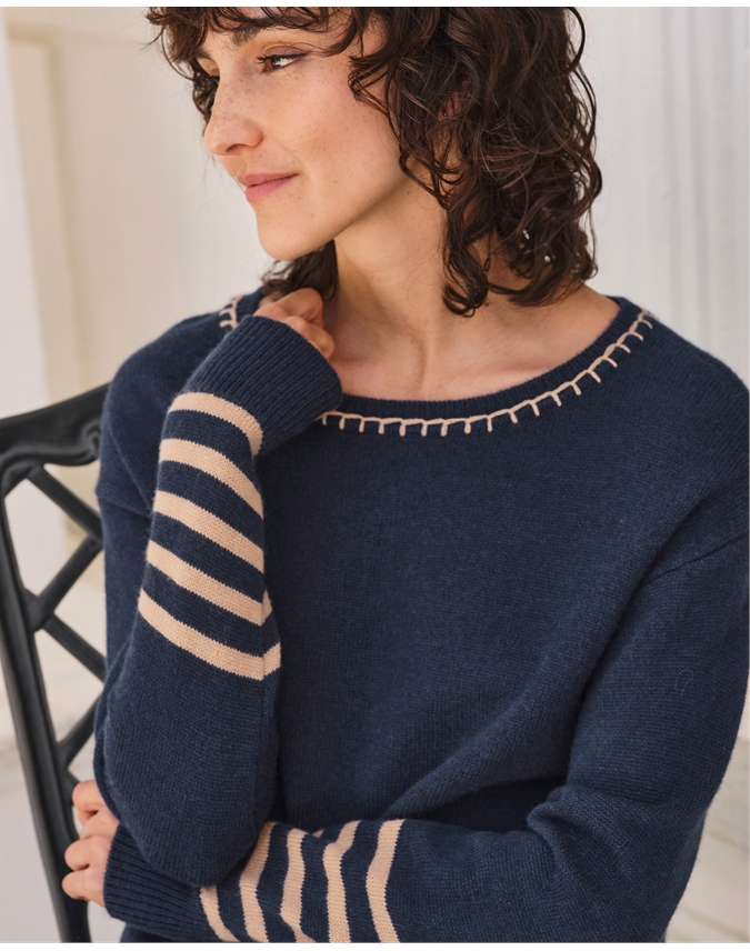 Blanket Stitch Stripe Sweater