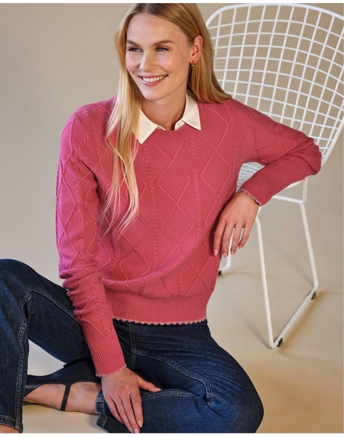Cashmere Cable & Frill Sweater