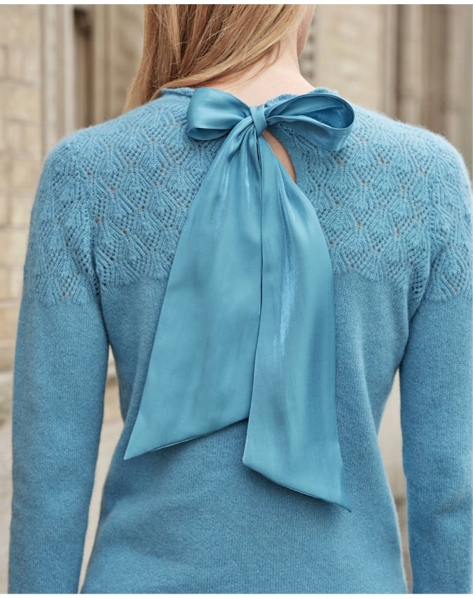 Lacy Chiffon Tie Sweater