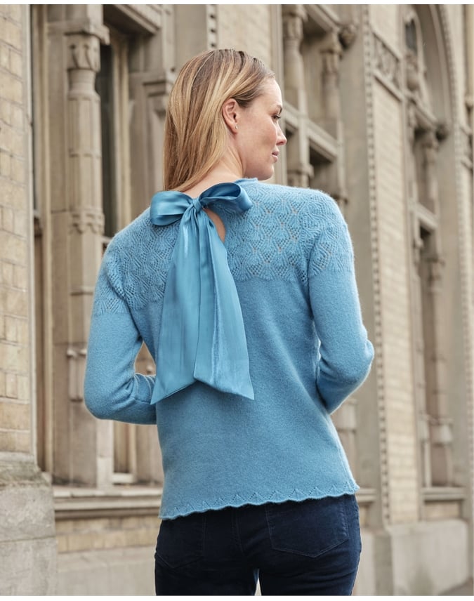 Lacy Chiffon Tie Sweater